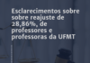 Esclarecimentos sobre reajuste de 28,86% da UFMT