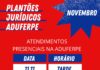 Plantões Jurídicos da Aduferpe em novembro